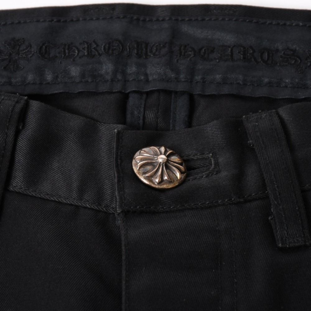 Chrome Hearts Cross Ball Button Chino Pants 32 Scroll Label Black Silver 4 — view 4