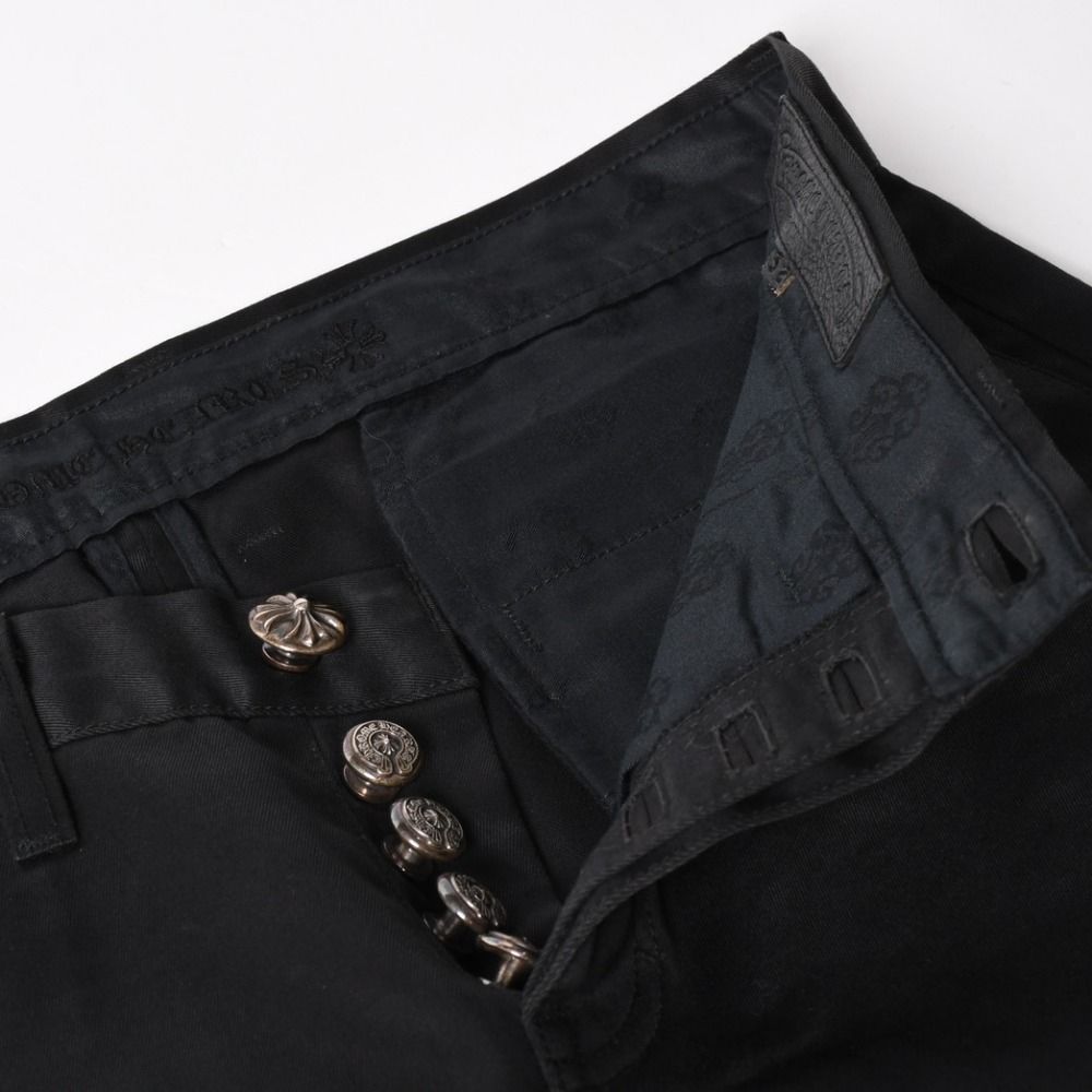 Chrome Hearts Cross Ball Button Chino Pants 32 Scroll Label Black Silver 4 — view 6