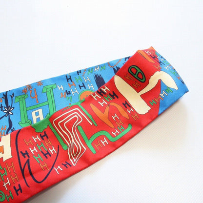 Hermes Twilight Thousand and One Silk 100% Blue Red Quality Scarf — view 5