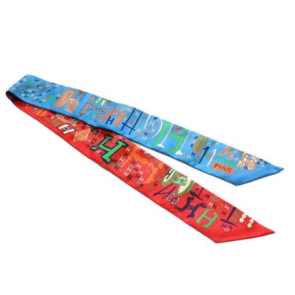 Hermes Twilight Thousand and One Silk 100% Blue Red Quality Scarf