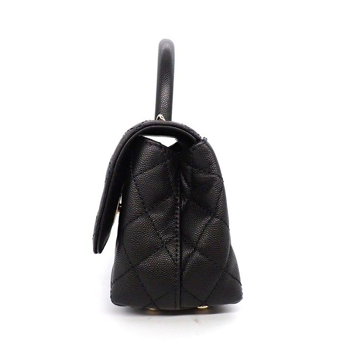 Chanel Shoulder Bag Quilted Herehandle Xxs Top Handle Mini Black Caviar Leather — view 3