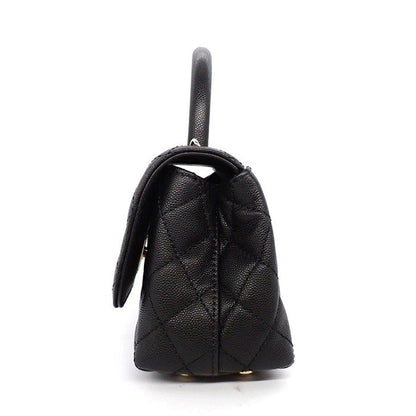 Chanel Shoulder Bag Quilted Herehandle Xxs Top Handle Mini Black Caviar Leather — view 3