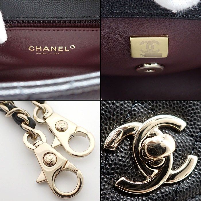 Chanel Shoulder Bag Quilted Herehandle Xxs Top Handle Mini Black Caviar Leather — view 7