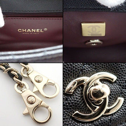 Chanel Shoulder Bag Quilted Herehandle Xxs Top Handle Mini Black Caviar Leather — view 7