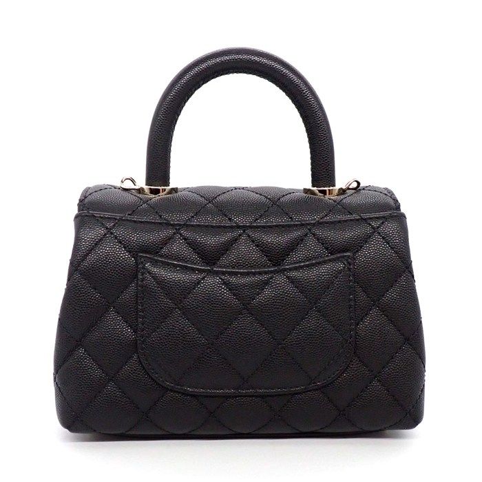 Chanel Shoulder Bag Quilted Herehandle Xxs Top Handle Mini Black Caviar Leather — view 2