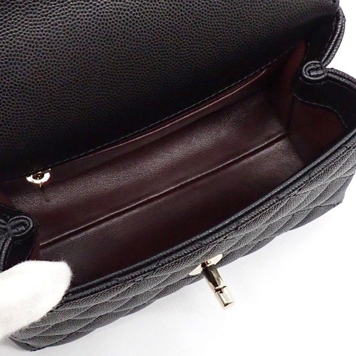 Chanel Shoulder Bag Quilted Herehandle Xxs Top Handle Mini Black Caviar Leather — view 5
