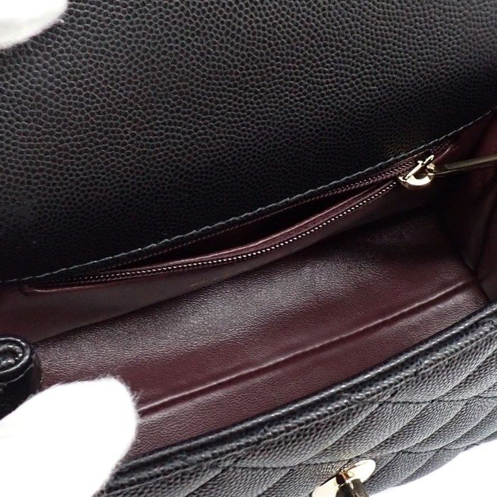 Chanel Shoulder Bag Quilted Herehandle Xxs Top Handle Mini Black Caviar Leather — view 6