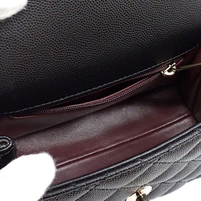 Chanel Shoulder Bag Quilted Herehandle Xxs Top Handle Mini Black Caviar Leather — view 6