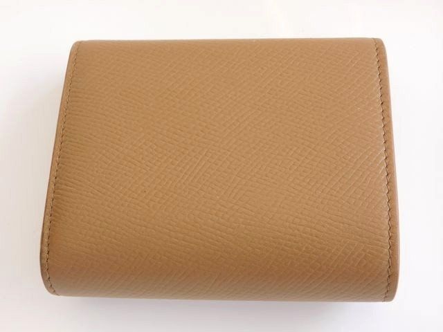 Celine 3 Fold Wallet Mini Compact Small Trifold Leather Beige — view 2