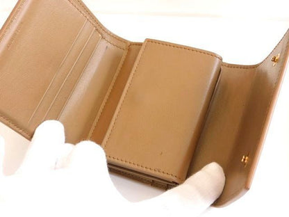 Celine 3 Fold Wallet Mini Compact Small Trifold Leather Beige — view 4