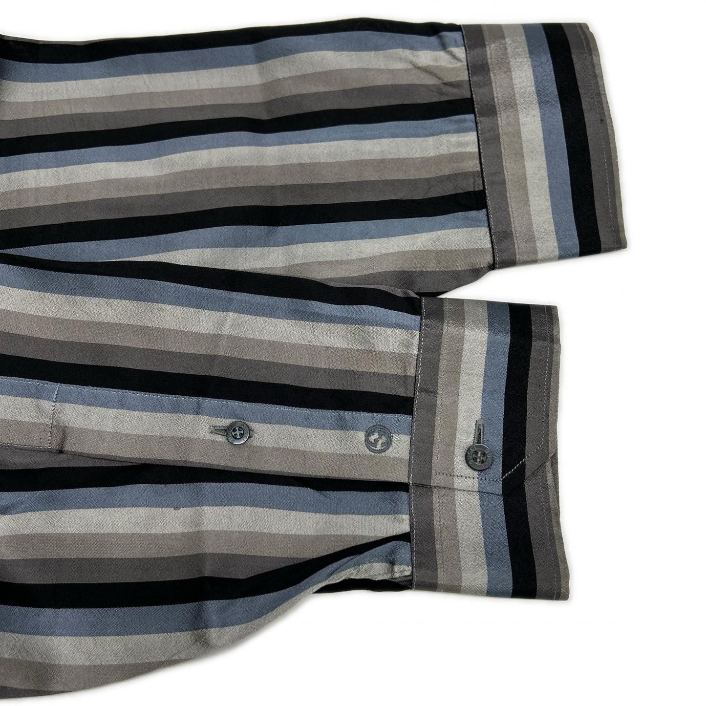 Gucci Gray Blue Multicolor Era Silk Shirt 42 — view 6