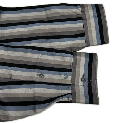Gucci Gray Blue Multicolor Era Silk Shirt 42 — view 6