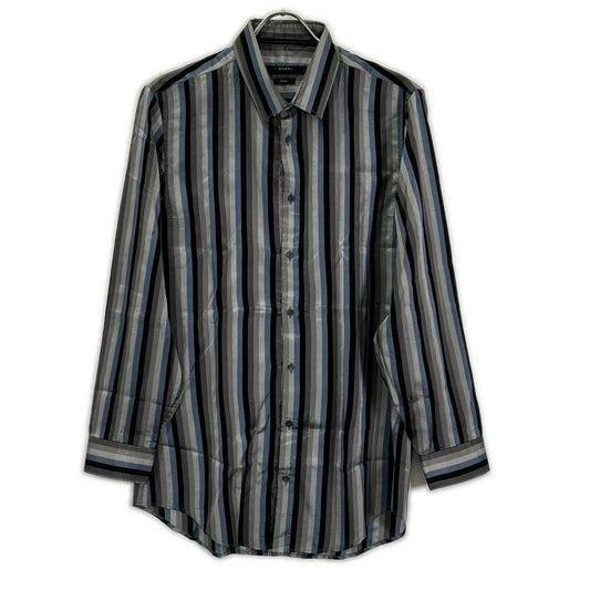 Gucci Gray Blue Multicolor Era Silk Shirt 42