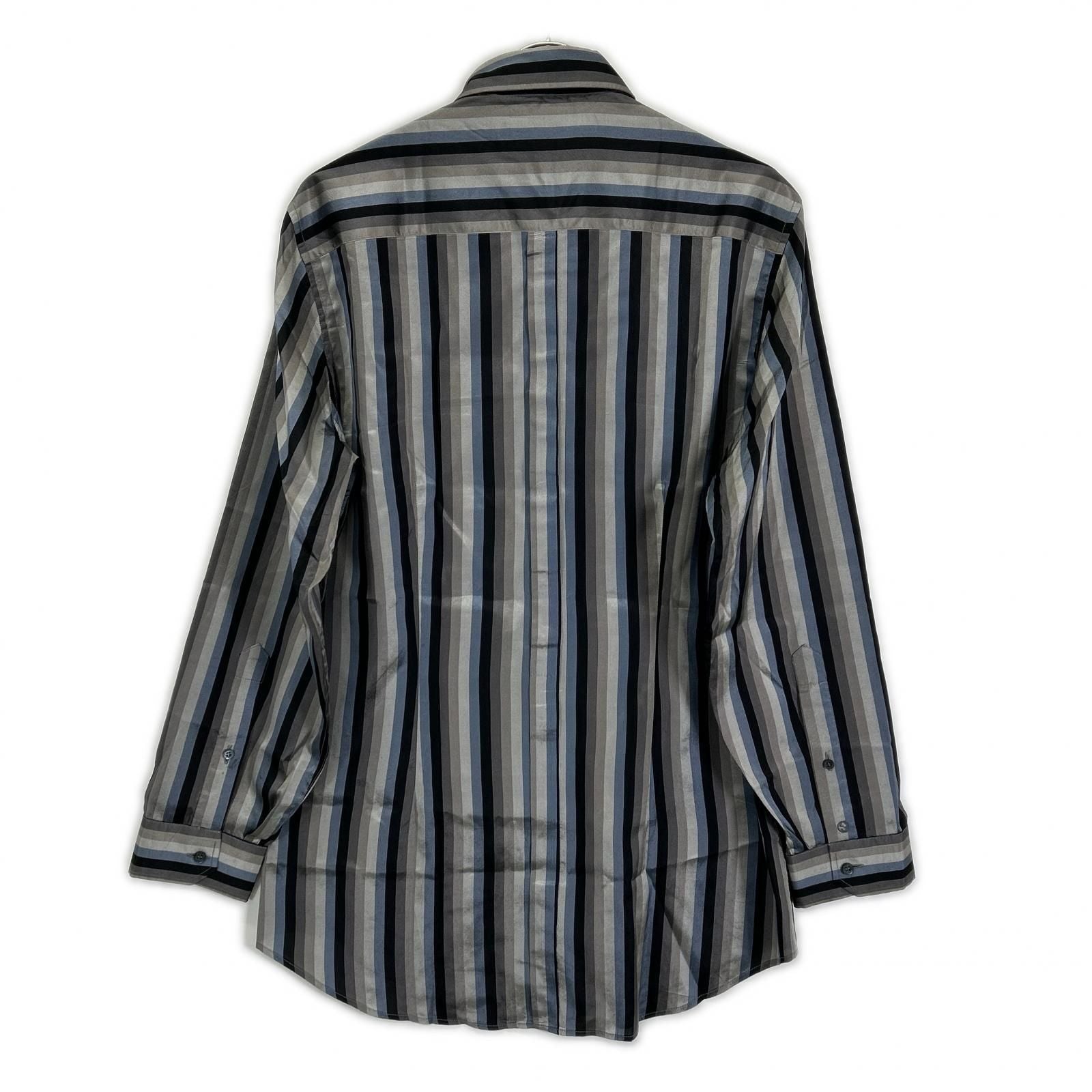 Gucci Gray Blue Multicolor Era Silk Shirt 42 — view 2