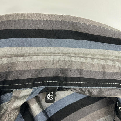 Gucci Gray Blue Multicolor Era Silk Shirt 42 — view 7