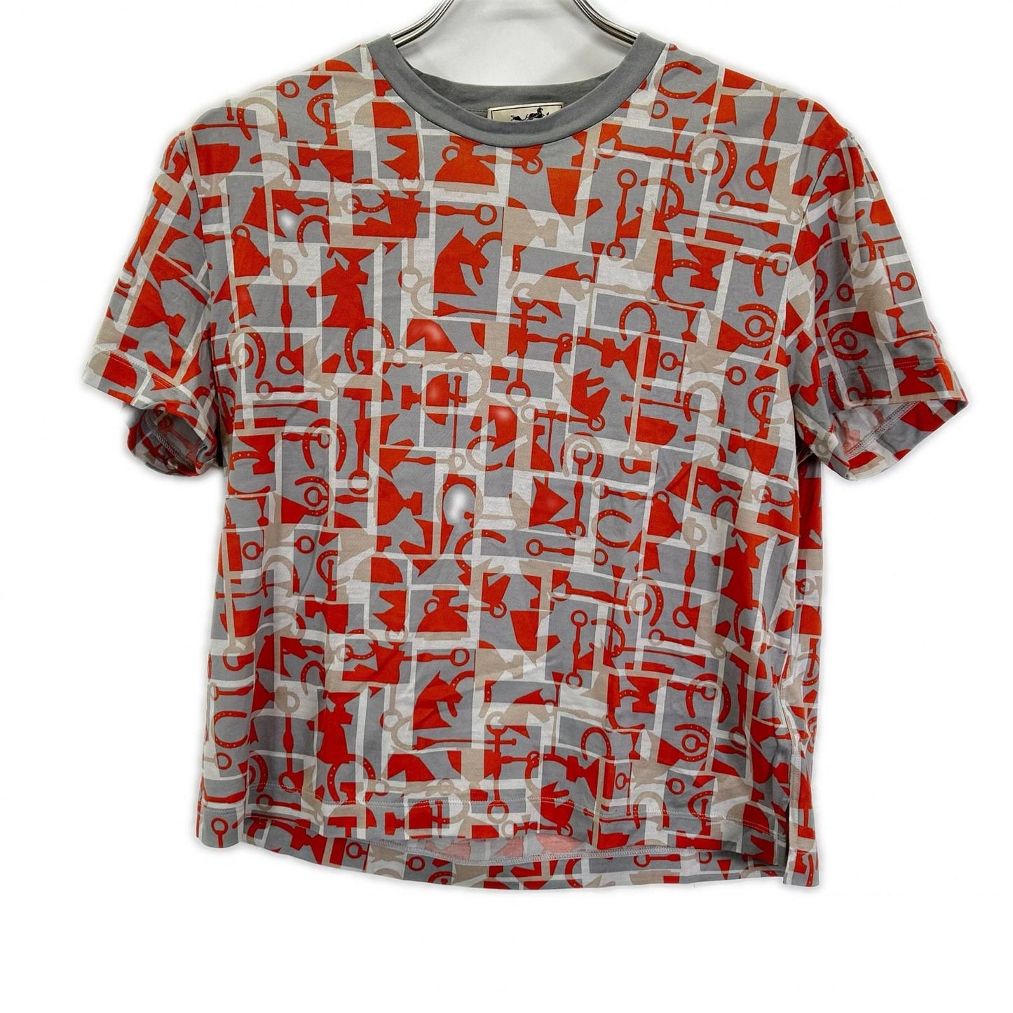 Hermes Gray Orange Horsebit Top XS