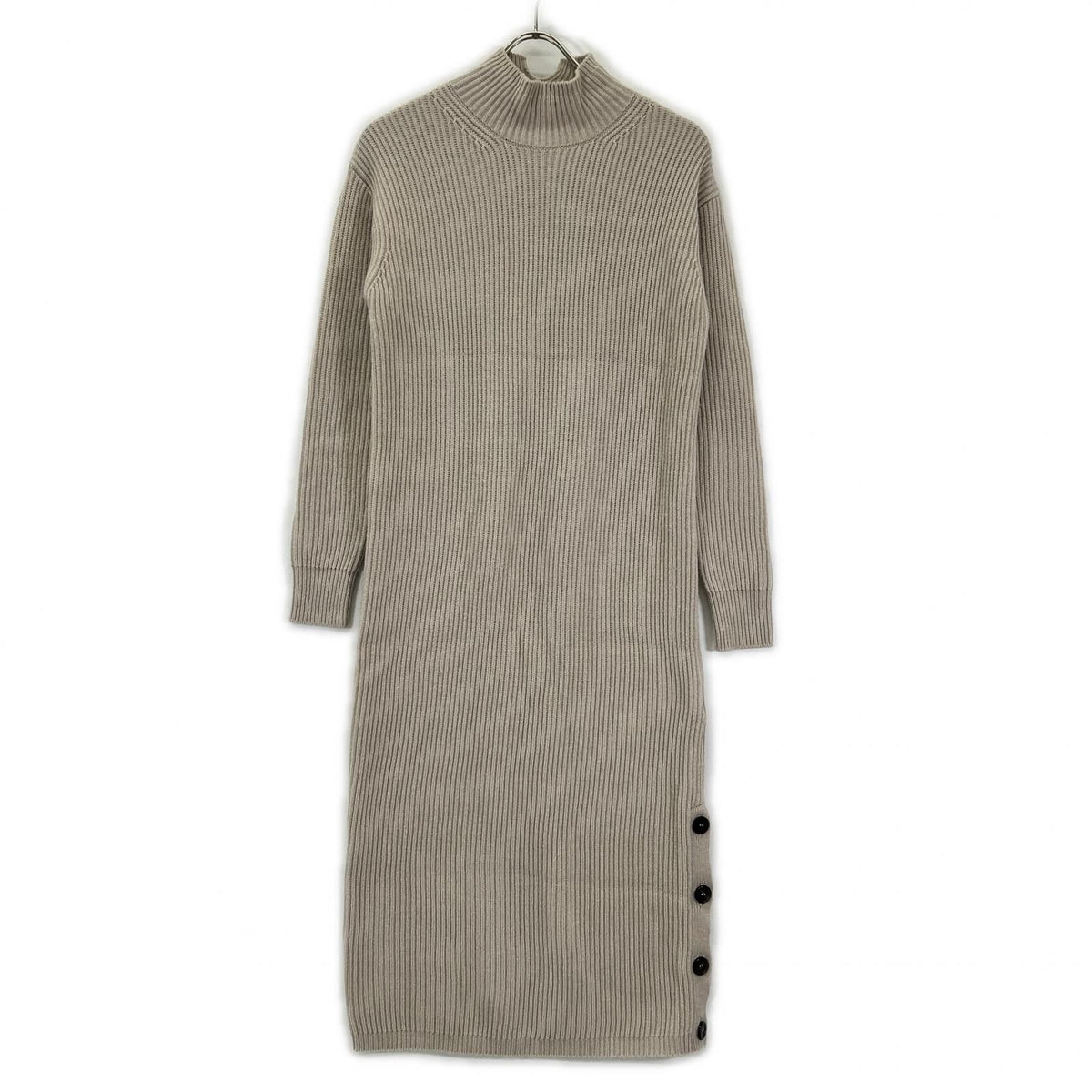 Max Mara S Maxmara Beige Woolcashmere Mock Neckknit Dress