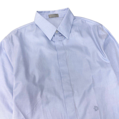 Dior Kept Cotton Shirt Long Sleeve One Point Embroidery Dress 39 Blue — view 4