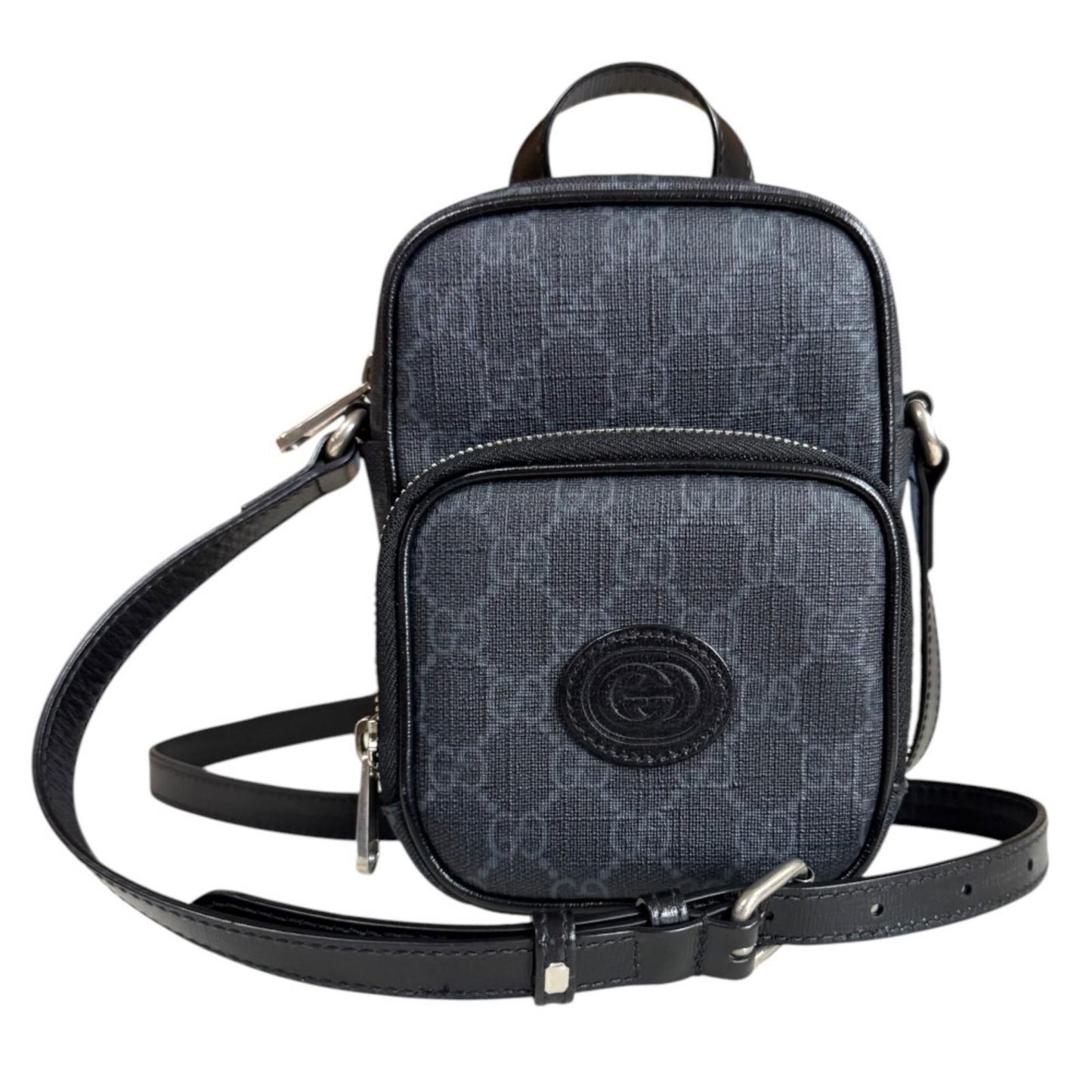 Gucci GG Supreme Interlocking Shoulder Bag Supremecanvas Black Second