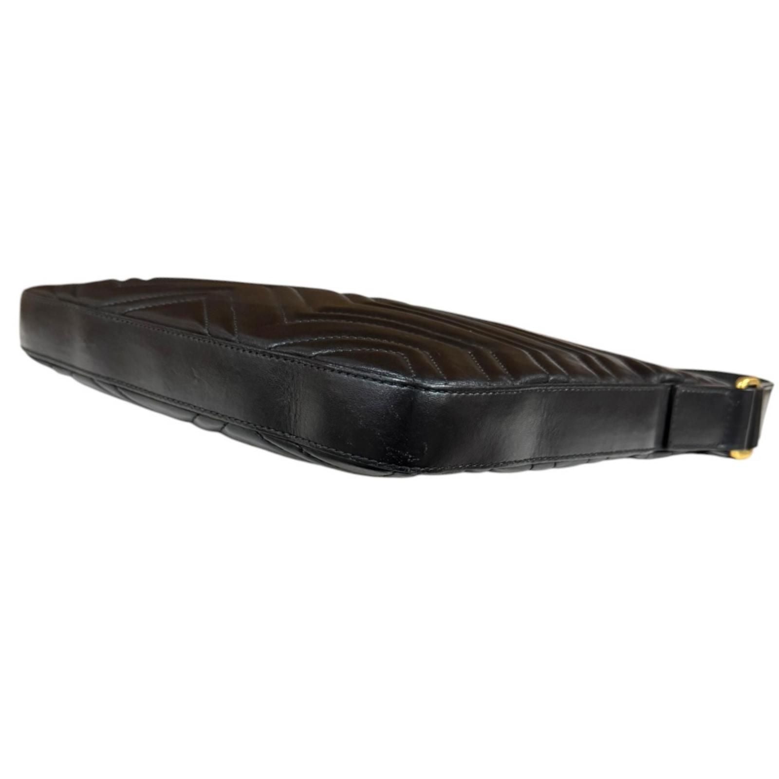 Gucci Quilted Shoulder Bag GG Marmont Bag Leather Black Second — view 5