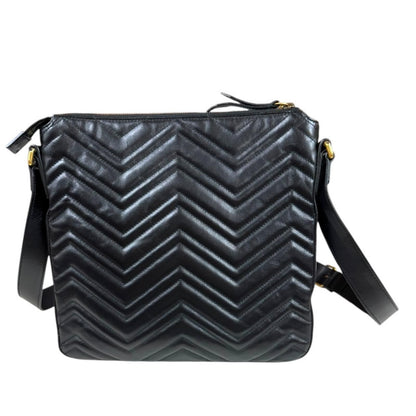 Gucci Quilted Shoulder Bag GG Marmont Bag Leather Black Second — view 3