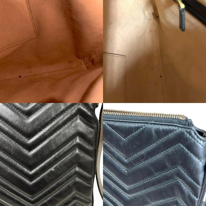 Gucci Quilted Shoulder Bag GG Marmont Bag Leather Black Second — view 8