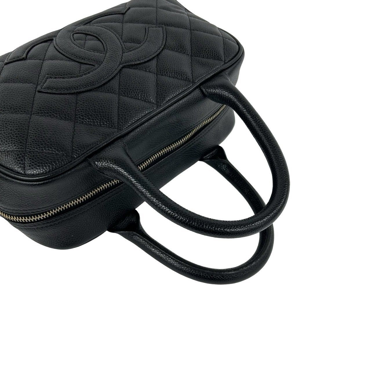 Chanel Bagged Card Quilted Coco Caviar Leather Mini Boston Bag Black — view 4