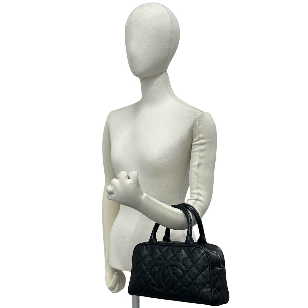 Chanel Bagged Card Quilted Coco Caviar Leather Mini Boston Bag Black — view 2