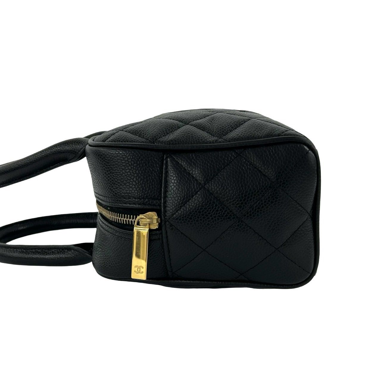 Chanel Bagged Card Quilted Coco Caviar Leather Mini Boston Bag Black — view 5