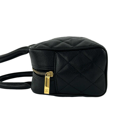 Chanel Bagged Card Quilted Coco Caviar Leather Mini Boston Bag Black — view 5