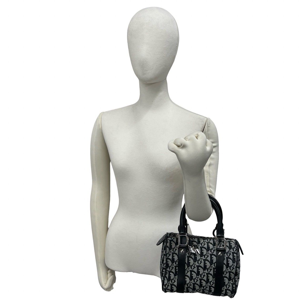 Dior Vintage Trotter Canvas Leather Mini Boston Bag Black — view 2