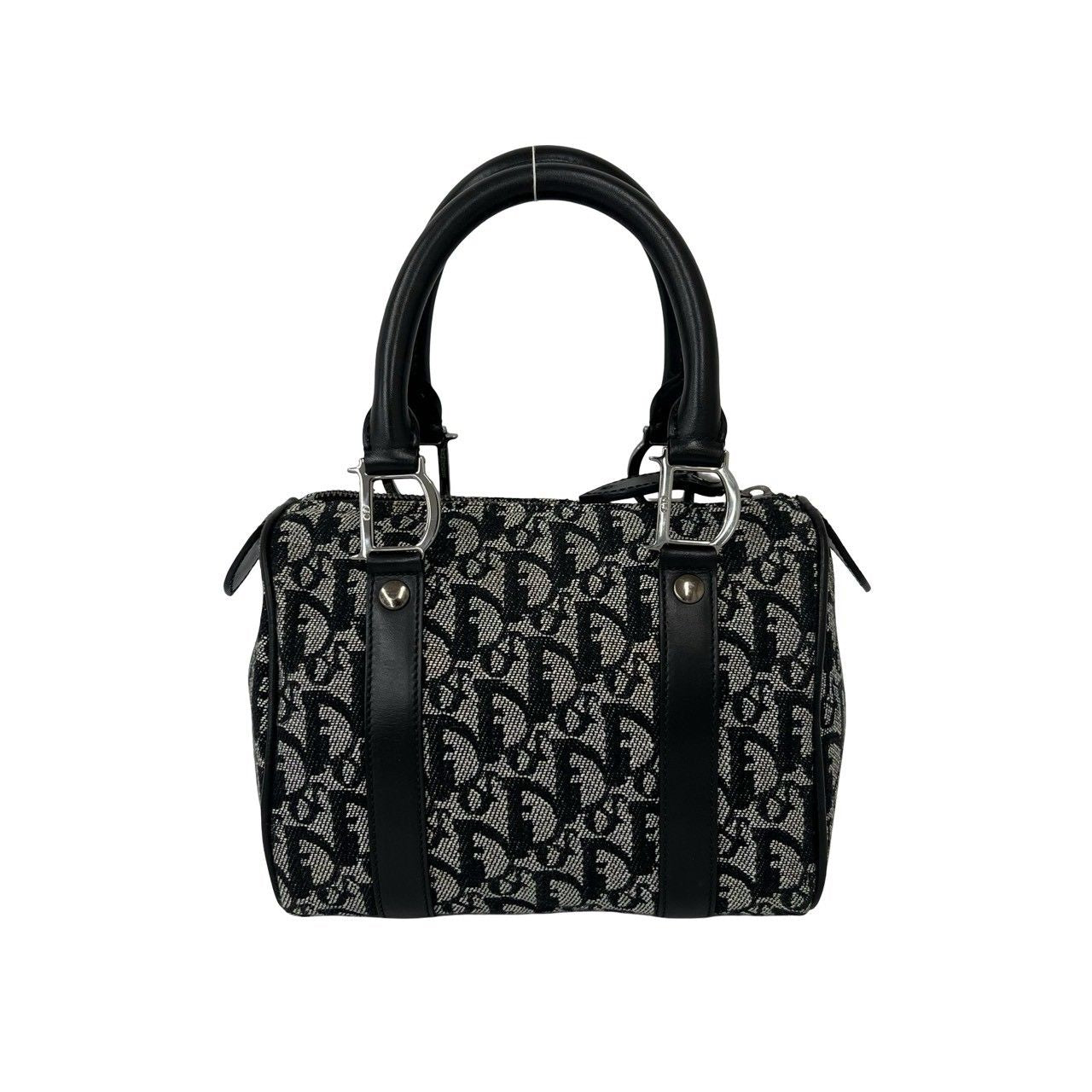 Dior Vintage Trotter Canvas Leather Mini Boston Bag Black — view 3