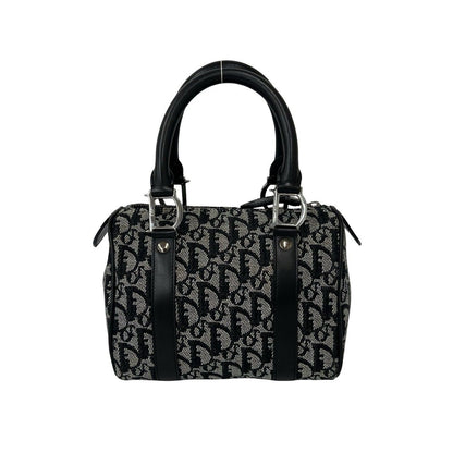 Dior Vintage Trotter Canvas Leather Mini Boston Bag Black — view 3