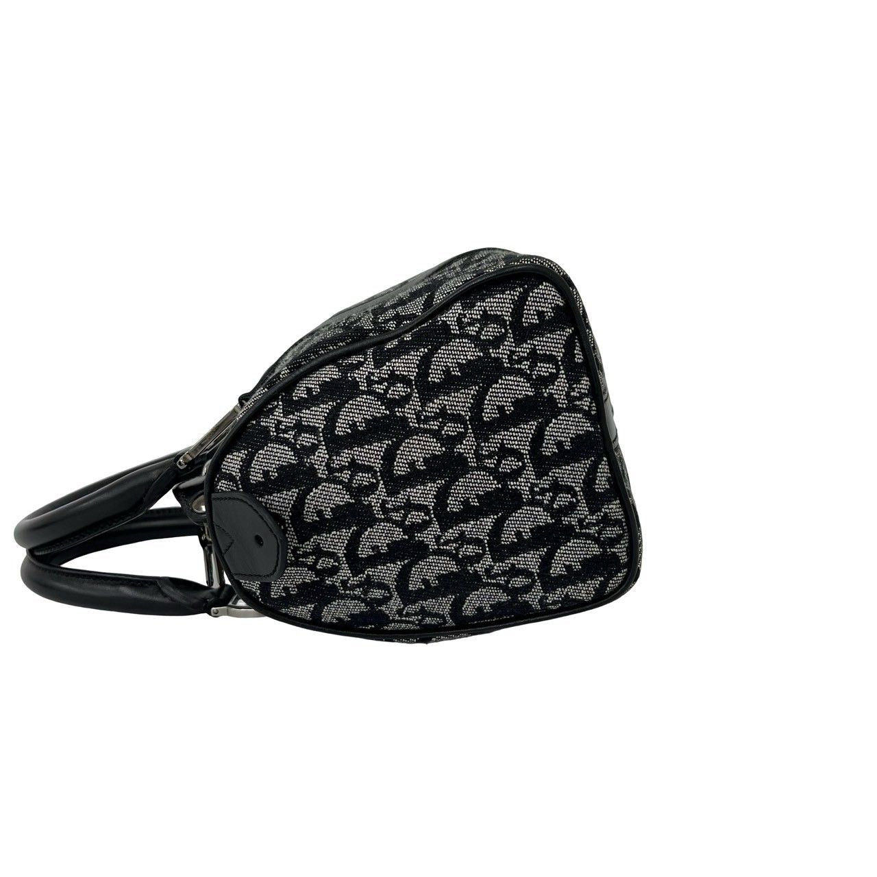 Dior Vintage Trotter Canvas Leather Mini Boston Bag Black — view 5