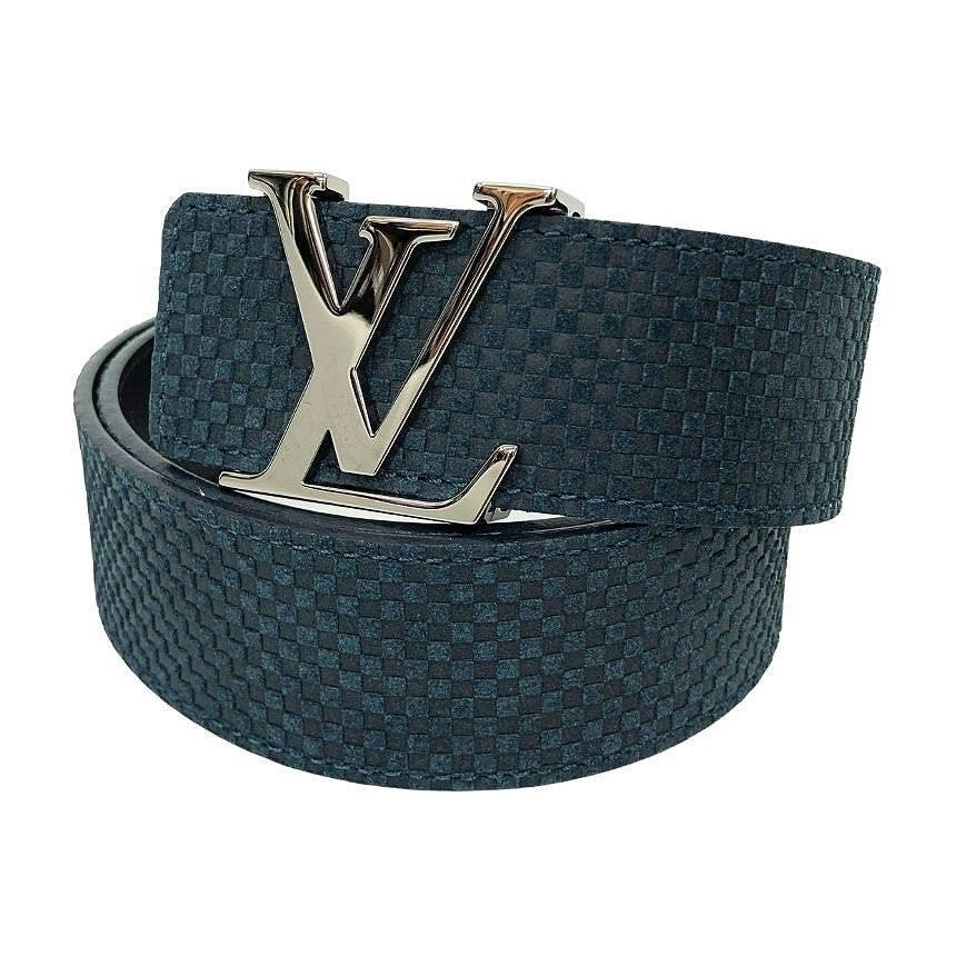 Louis Vuitton Monogram Ceinture Initial Belt 85 Abyss Blue Green Male New