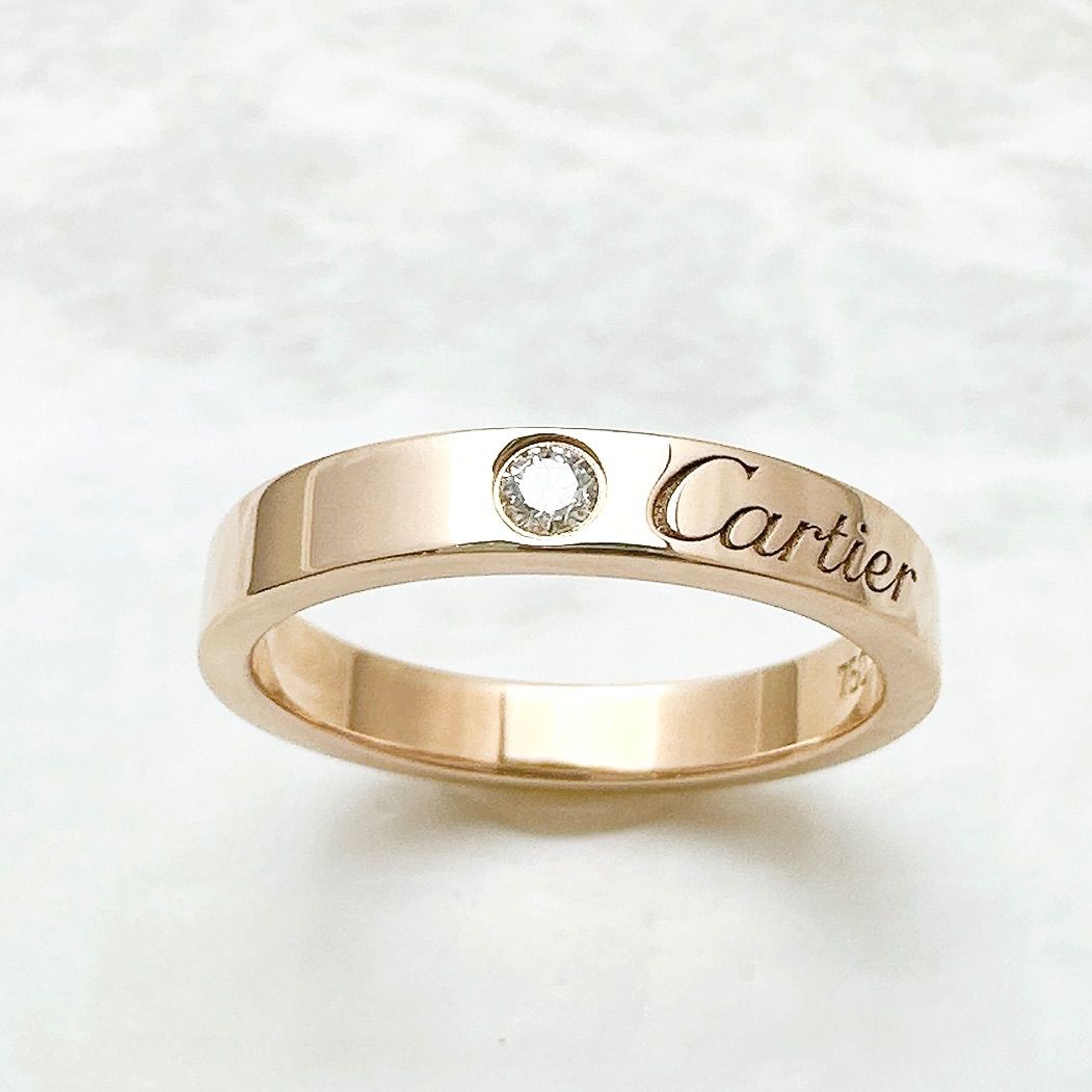 Cartier Wedding Band Diamond Pink Gold Ring — view 3