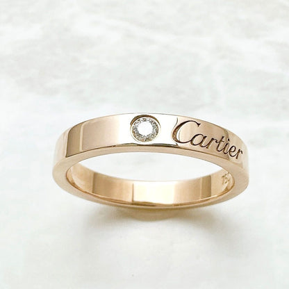 Cartier Wedding Band Diamond Pink Gold Ring — view 3