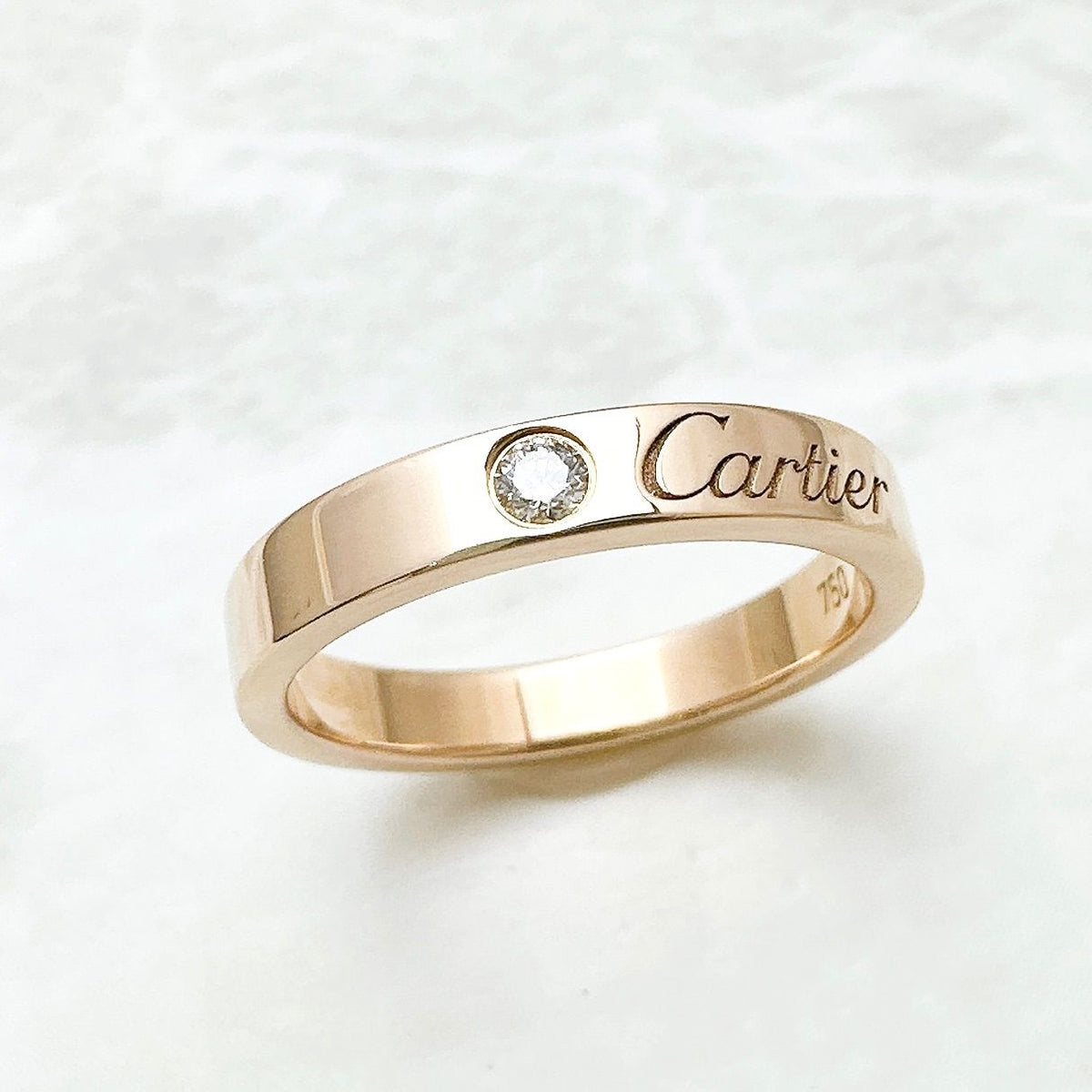 Cartier Wedding Band Diamond Pink Gold Ring — view 2