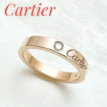 Cartier Wedding Band Diamond Pink Gold Ring