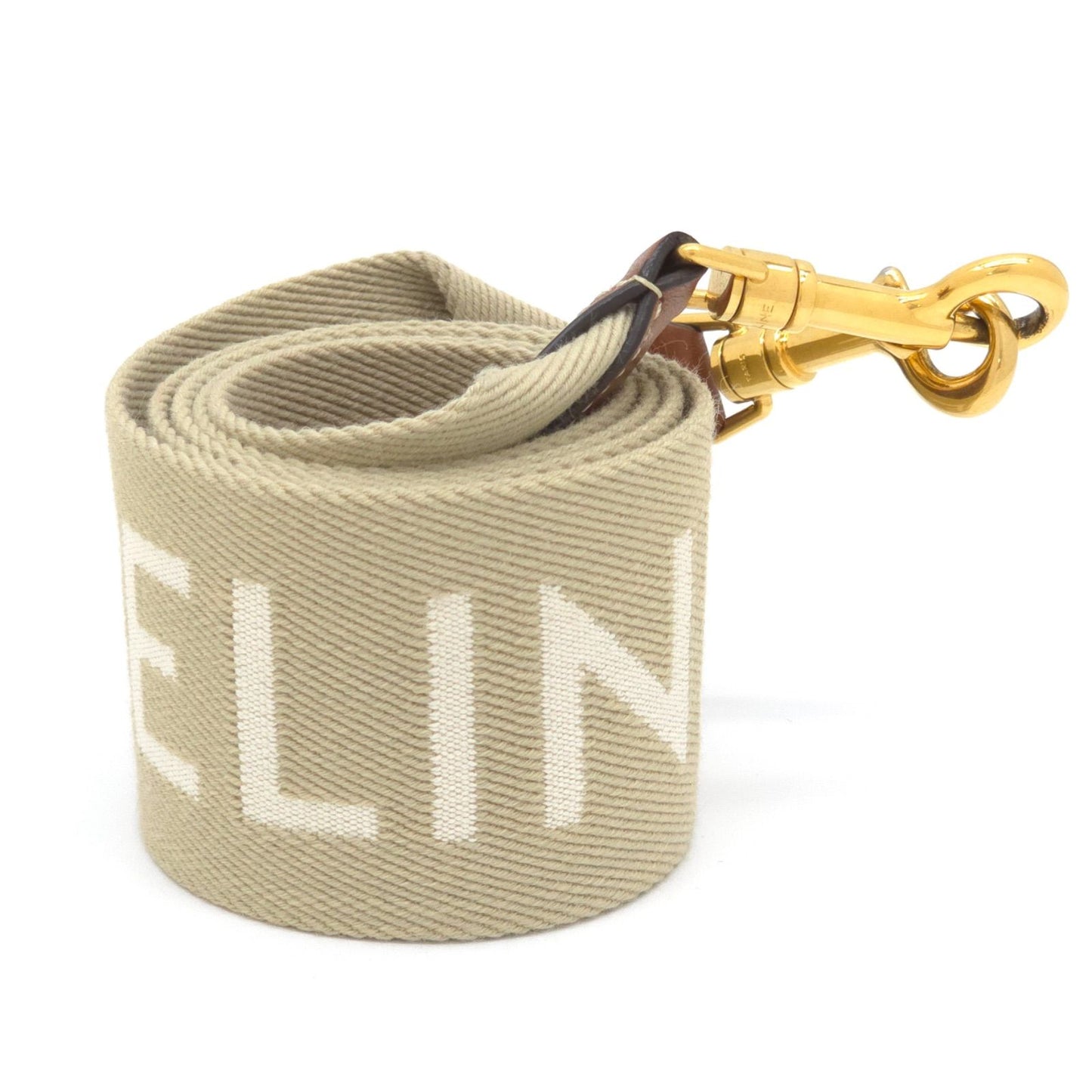 Celine Logo Shoulder wrap Full Beige canvas Brown leather Gold Metal — view 3