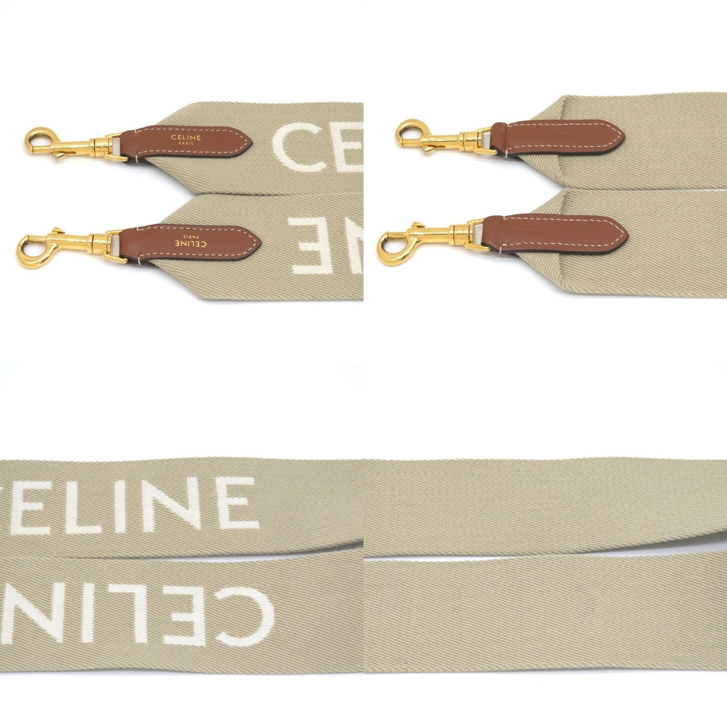 Celine Logo Shoulder wrap Full Beige canvas Brown leather Gold Metal — view 4