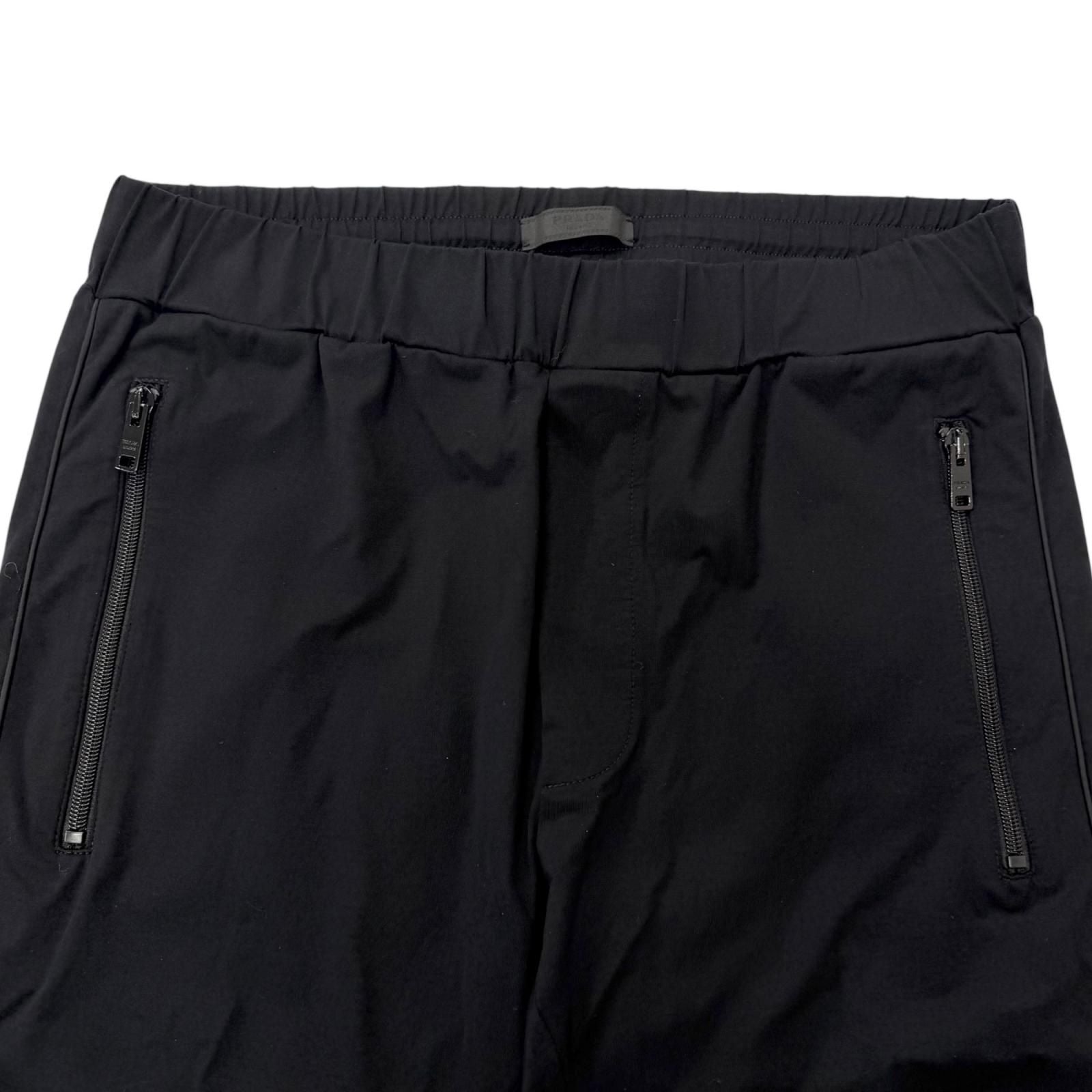 Prada Triangle Logo Re-Nylon Technical Cotton Jogger Pants Black — view 3