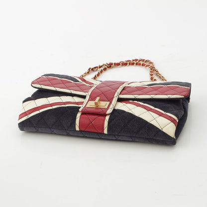 Chanel 2.55 Leather Suede Union Jack Shoulder Bag Navy — view 6