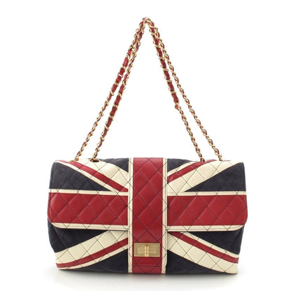 Chanel 2.55 Leather Suede Union Jack Shoulder Bag Navy