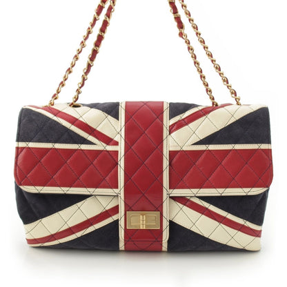 Chanel 2.55 Leather Suede Union Jack Shoulder Bag Navy — view 2