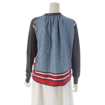 Louis Vuitton Wool Silk Knit Scarf Docking Cardigan Top Gray Multicolor XS