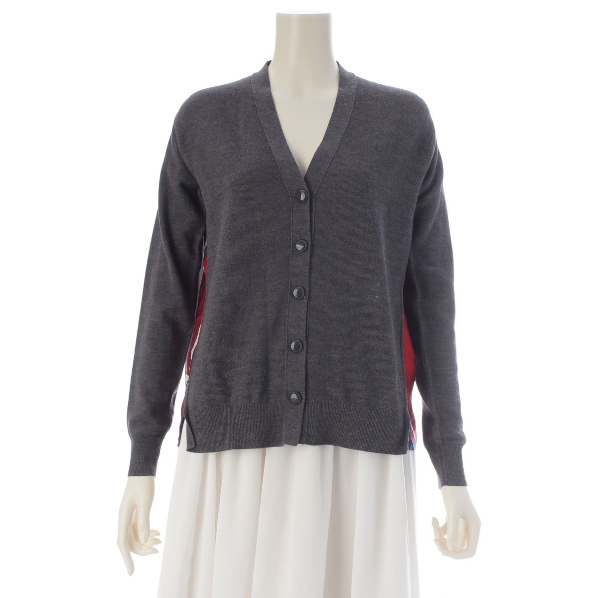 Louis Vuitton Wool Silk Knit Scarf Docking Cardigan Top Gray Multicolor XS — view 2