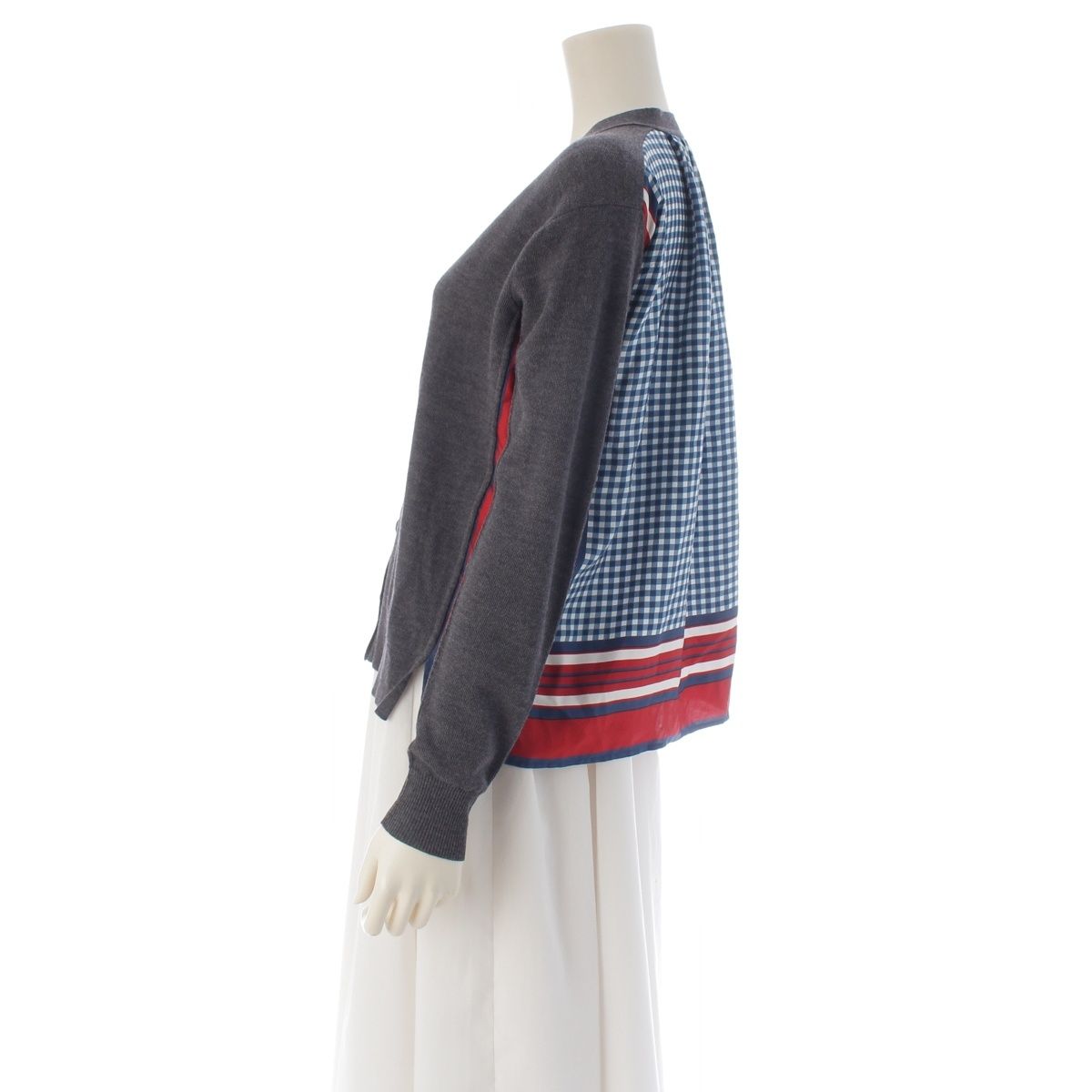 Louis Vuitton Wool Silk Knit Scarf Docking Cardigan Top Gray Multicolor XS — view 4