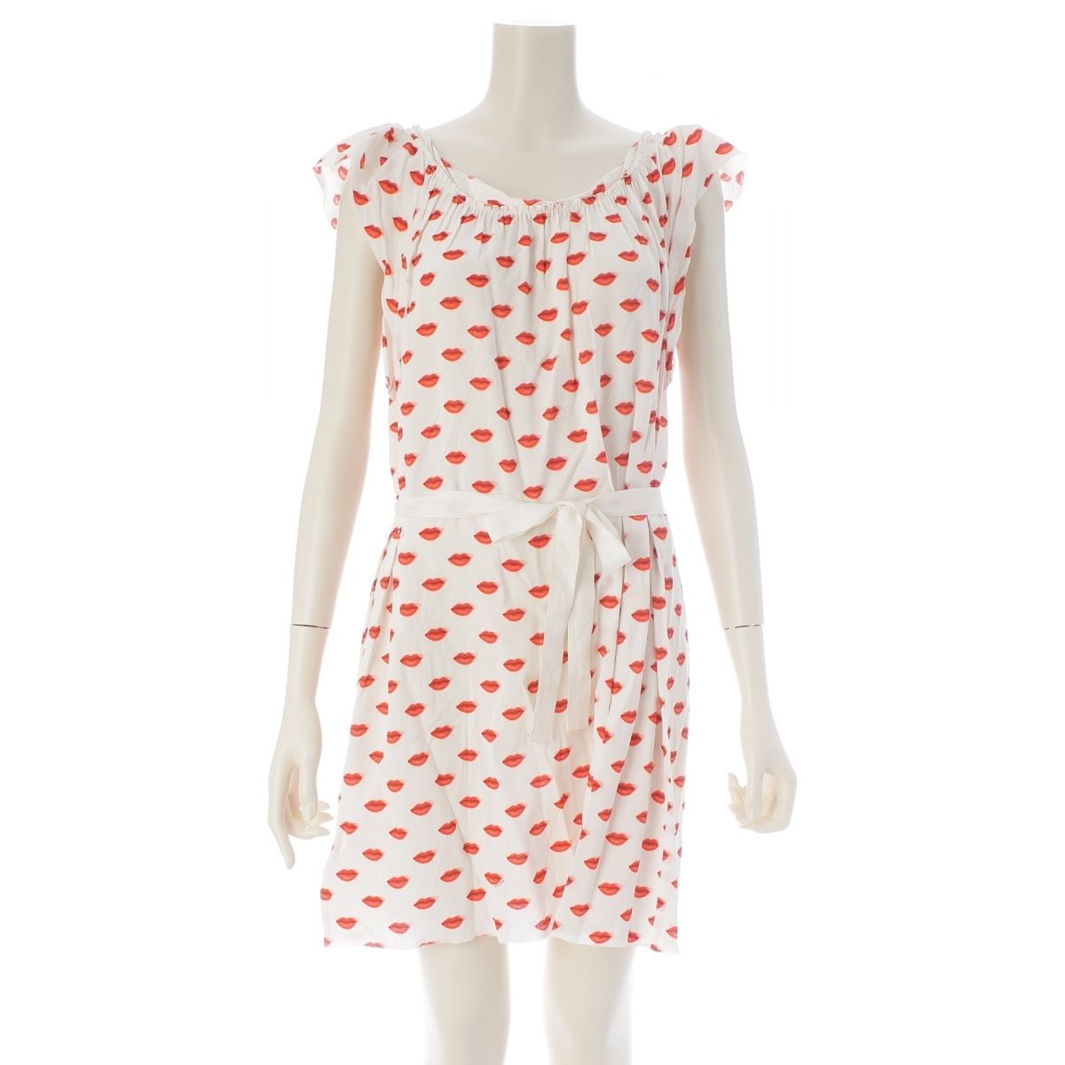 Prada Lip Print Tuck Dress