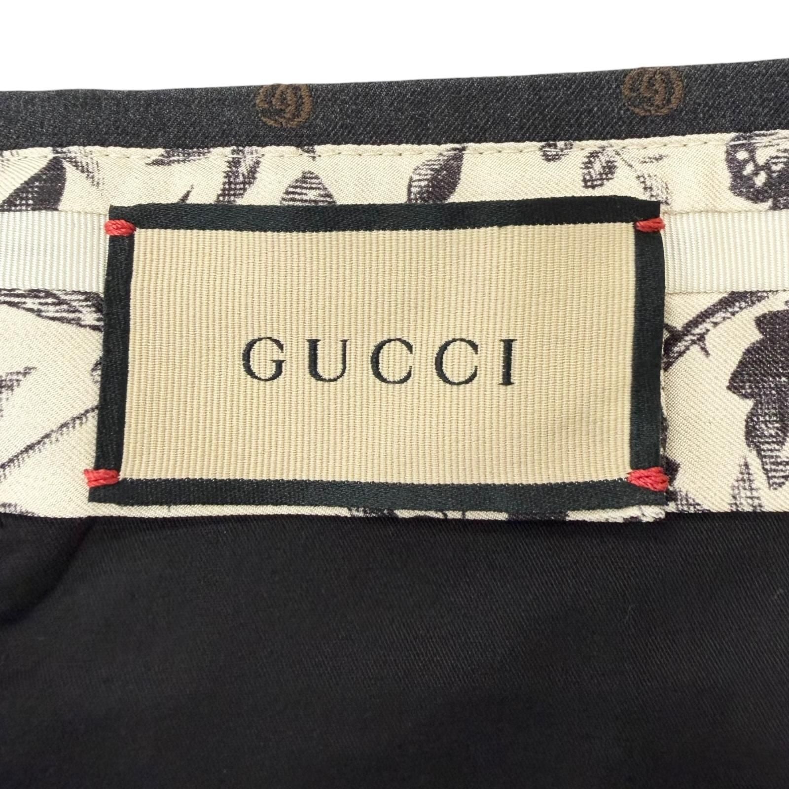 Gucci Wool GG Logo Allover Pattern Single Trousers Pants Charcoal Gray 52 — view 6